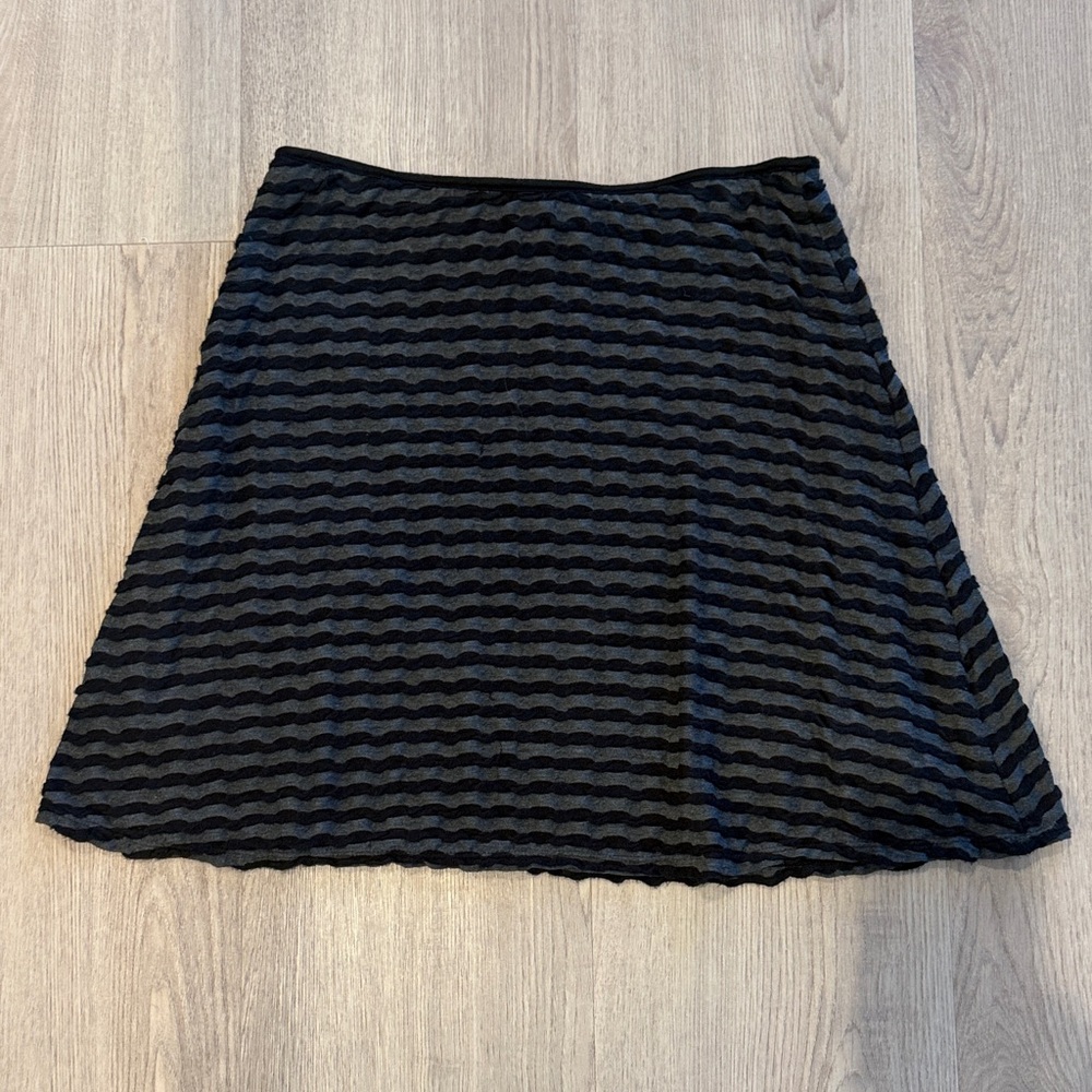 Max Studio Black and Charcoal Striped A Line Circle Skirt Medium